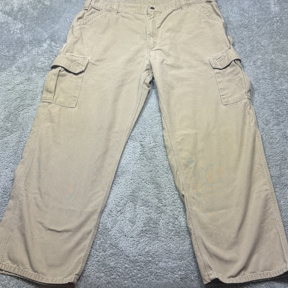Carhartt Cargo Pants Mens 42x30‎ Tan Utiilty Workwear Canvas Carpenter B240 GKH